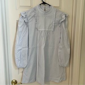 The Drop blue ruffle mini dress size small